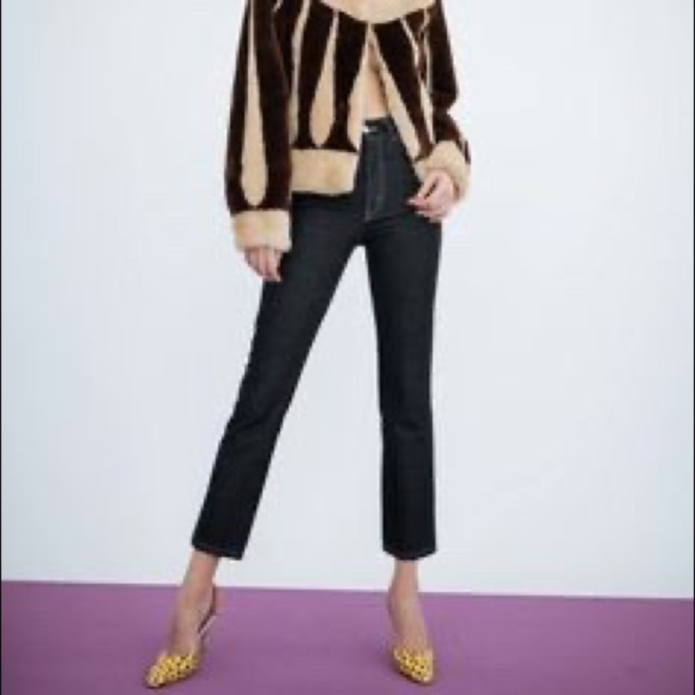 The Attico “blanca” high rise cropped dark denim